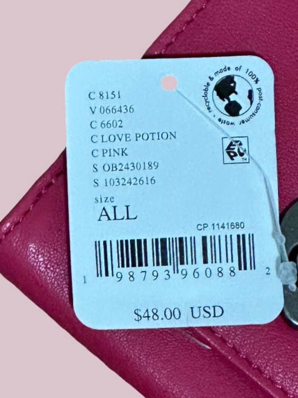 NWT Free People “Lock It Up” Leather Tri-Fold Wallet – Pink 💖 - Picture 5 of 6